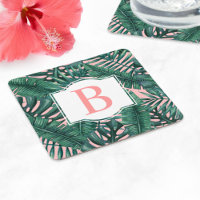 Feuilles de palmier vertes tropicales Monogramme d