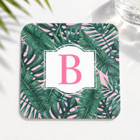 Feuilles de palmier vertes tropicales Monogramme r