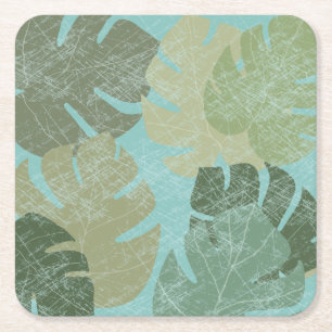 Dessous De Verre Carré Feuilles dénaturés tropicaux