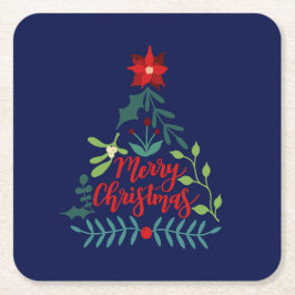 Dessous De Verre Carré Feuilles du feuillage de Noël