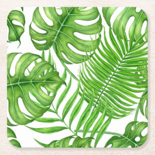Dessous De Verre Carré Feuilles tropicaux