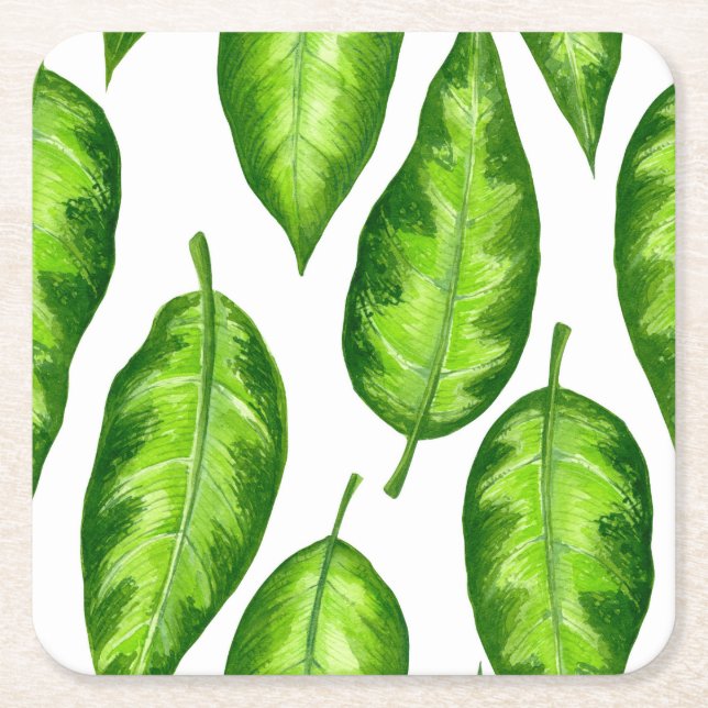 Dessous De Verre Carré Feuilles tropicaux (Devant)