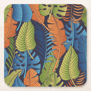 Dessous De Verre Carré Feuilles tropicaux, motif sans couture fleurie.