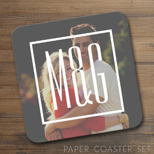 Dessous De Verre Carré Fiançailles mariage Monogramme - Photo A un FILTRE