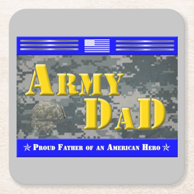 Dessous De Verre Carré Fière armée papa d'un soldat (Devant)