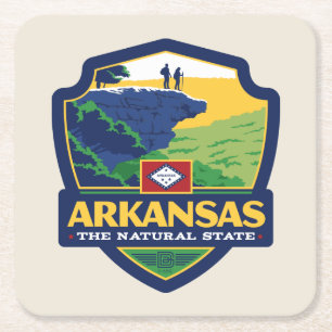 Dessous De Verre Carré Fierté de l'État   Arkansas