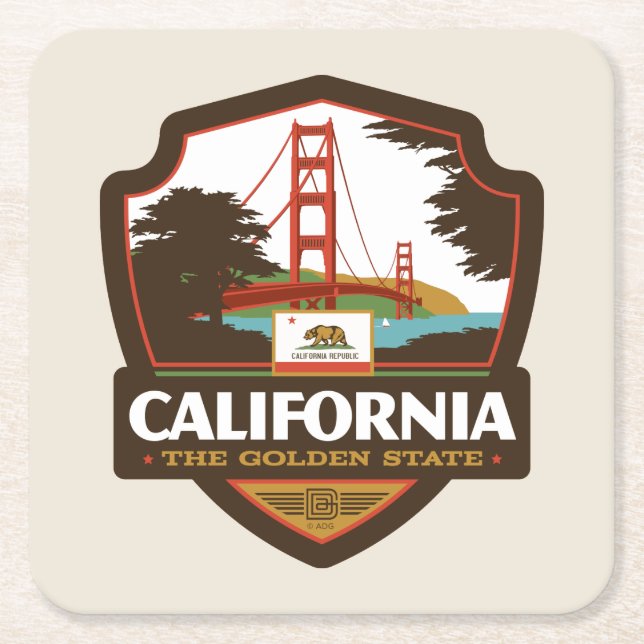 Dessous De Verre Carré Fierté de l'État | Californie (Devant)