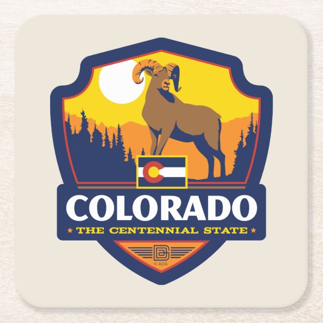 Dessous De Verre Carré Fierté de l'État | Colorado (Devant)