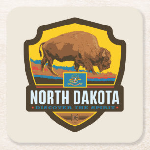 Dessous De Verre Carré Fierté de l'État   Dakota du Nord