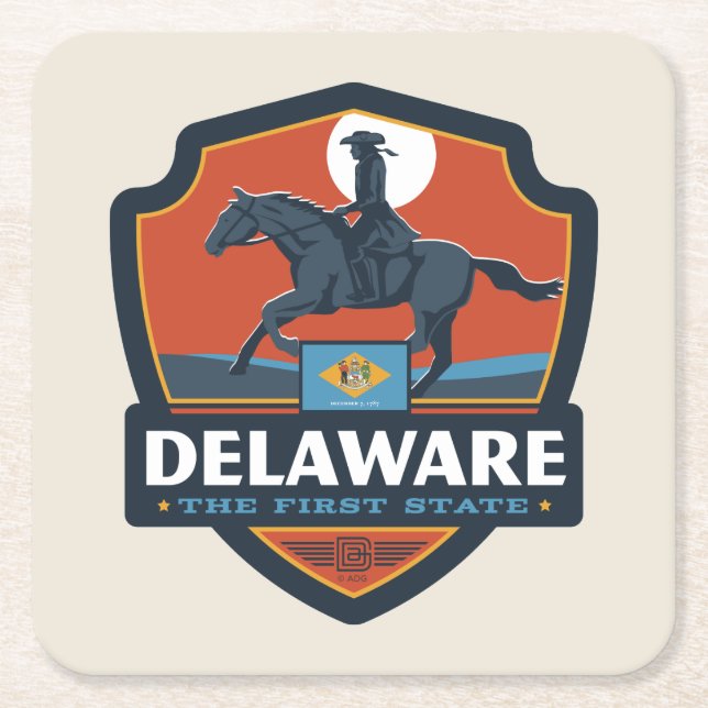 Dessous De Verre Carré Fierté de l'État | Delaware (Devant)