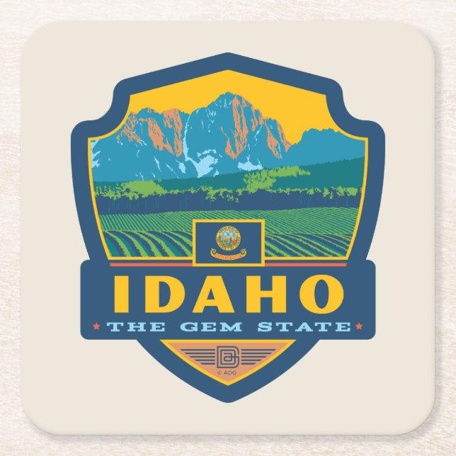 Dessous De Verre Carré Fierté de l'État | Idaho (Devant)