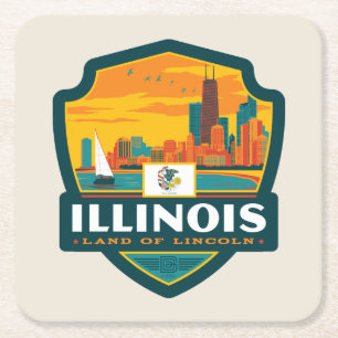 Dessous De Verre Carré Fierté de l'État Illinois