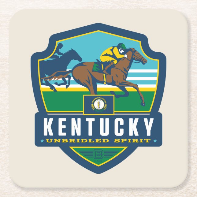 Dessous De Verre Carré Fierté de l'État | Kentucky (Devant)