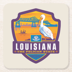 Dessous De Verre Carré Fierté de l'État   Louisiane