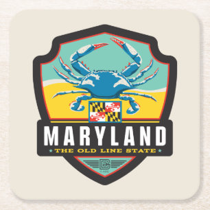 Dessous De Verre Carré Fierté de l'État   Maryland