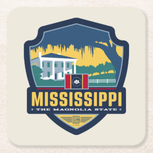 Dessous De Verre Carré Fierté de l'État   Mississippi
