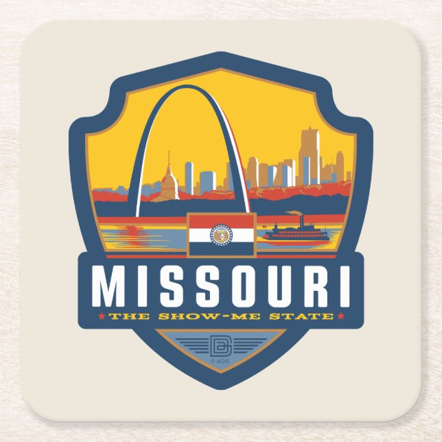 Dessous De Verre Carré Fierté de l'État | Missouri (Devant)