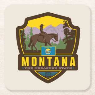 Dessous De Verre Carré Fierté de l'État   Montana