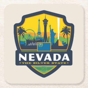 Dessous De Verre Carré Fierté de l'État   Nevada