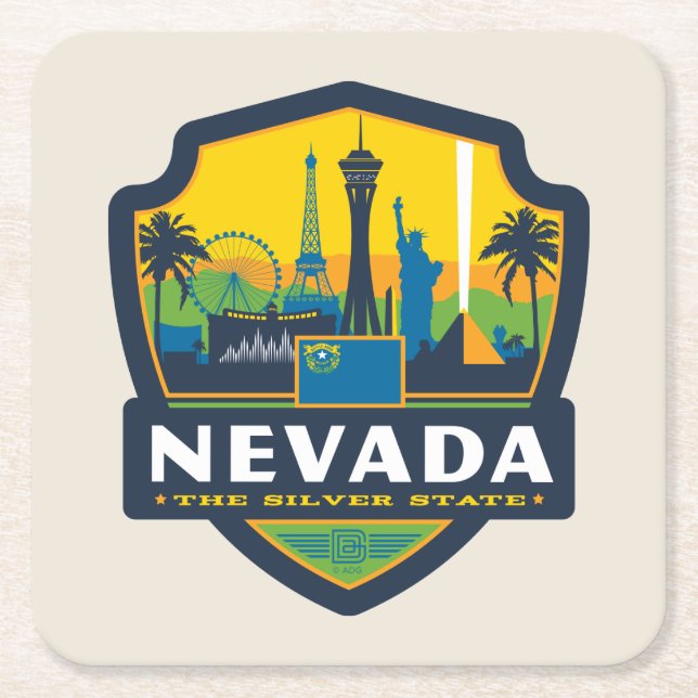 Dessous De Verre Carré Fierté de l'État | Nevada (Devant)