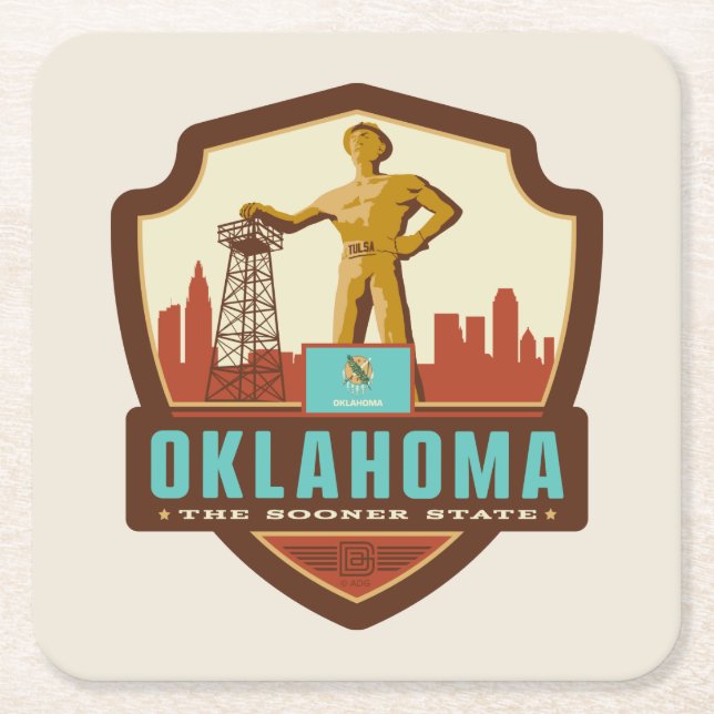 Dessous De Verre Carré Fierté de l'État | Oklahoma (Devant)