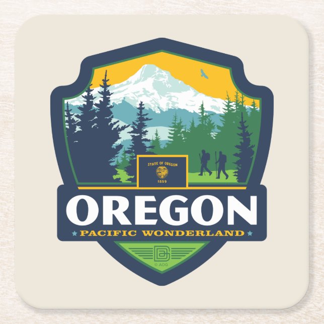 Dessous De Verre Carré Fierté de l'État | Oregon (Devant)