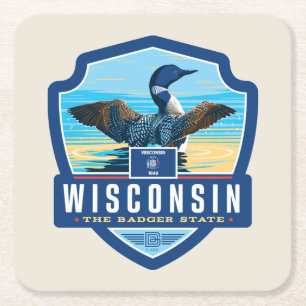 Dessous De Verre Carré Fierté de l'État   Wisconsin