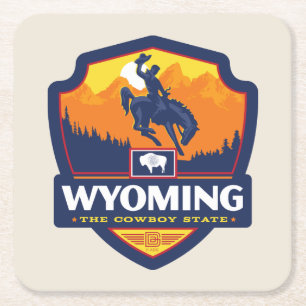 Dessous De Verre Carré Fierté de l'État   Wyoming
