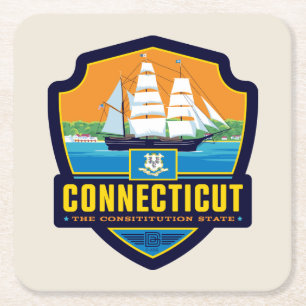 Dessous De Verre Carré Fierté d'État Connecticut