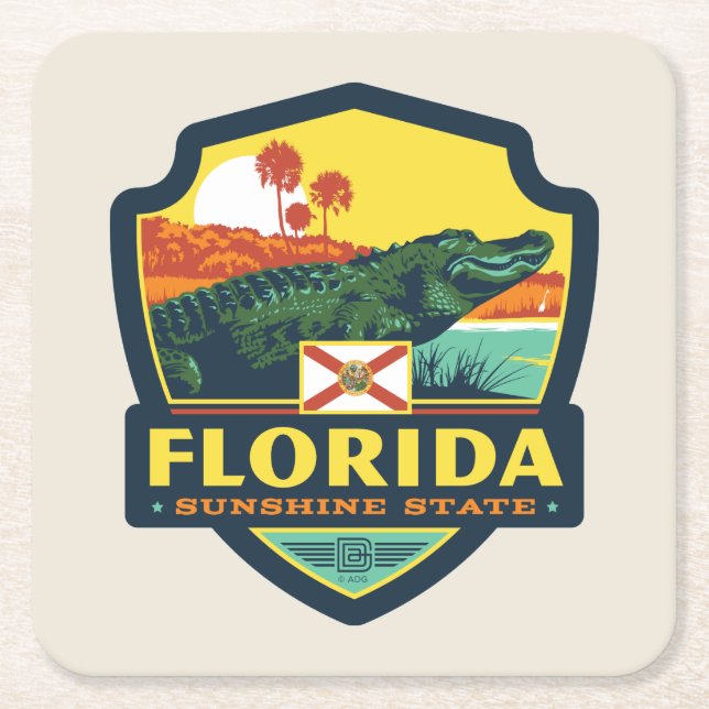 Dessous De Verre Carré Fierté d'État| Floride (Devant)