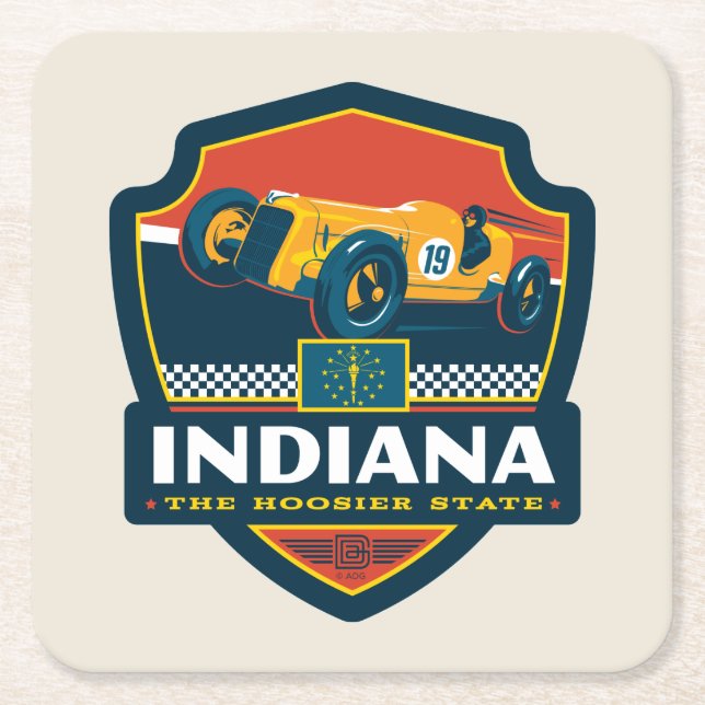 Dessous De Verre Carré Fierté d'État| Indiana (Devant)