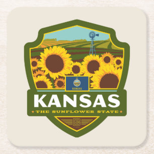 Dessous De Verre Carré Fierté d'État Kansas