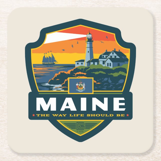 Dessous De Verre Carré Fierté d'État| Maine (Devant)