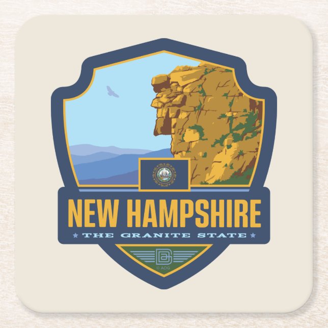 Dessous De Verre Carré Fierté d'État| New Hampshire (Devant)