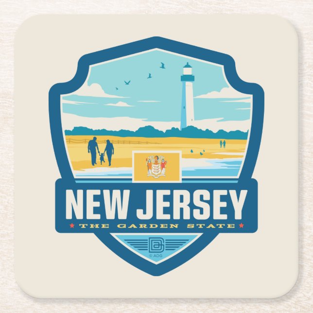 Dessous De Verre Carré Fierté d'État| New Jersey (Devant)