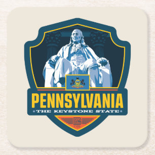 Dessous De Verre Carré Fierté d'État Pennsylvanie