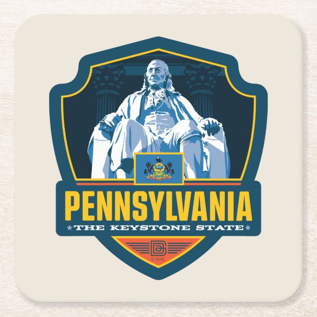 Dessous De Verre Carré Fierté d'État| Pennsylvanie (Devant)