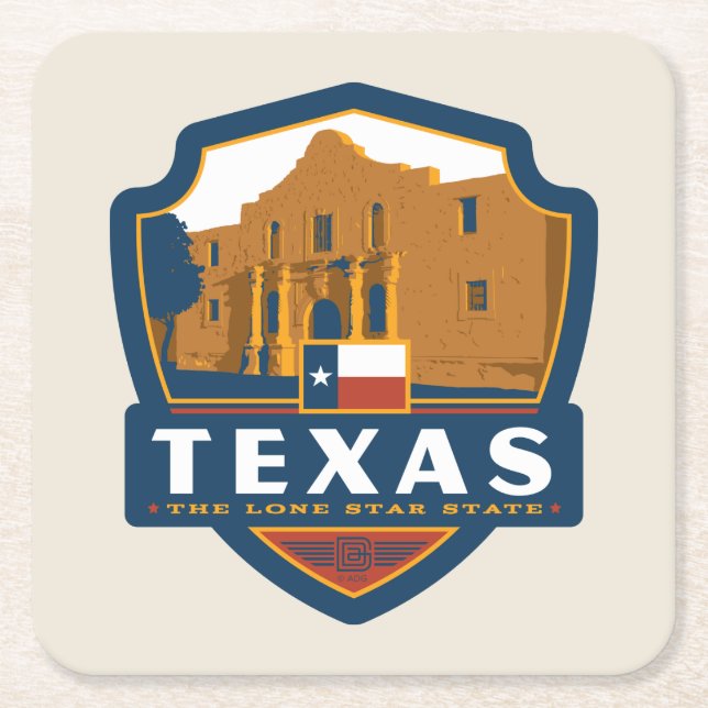 Dessous De Verre Carré Fierté | le Texas d'état (Devant)