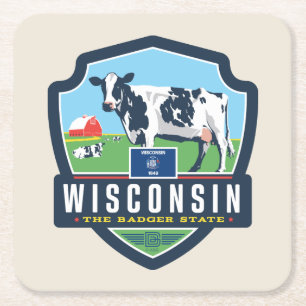 Dessous De Verre Carré Fierté   le Wisconsin 2 d'état