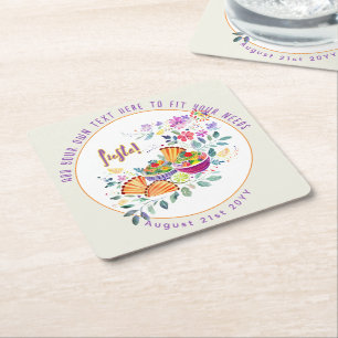 Dessous De Verre Carré FIESTA Tacos Guacamole Folkart Fleurs Personnalisé