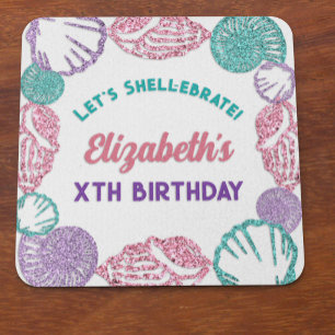 Dessous De Verre Carré Filles Coquillages Anniversaire
