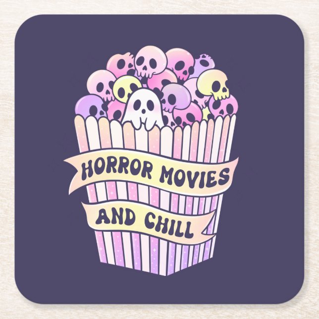 Dessous De Verre Carré Films D'Horreur Et Chill Cute Halloween (Devant)