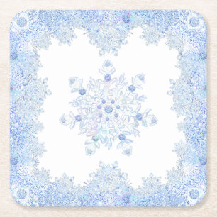 Dessous De Verre Carré Flacon de neige bleu glace