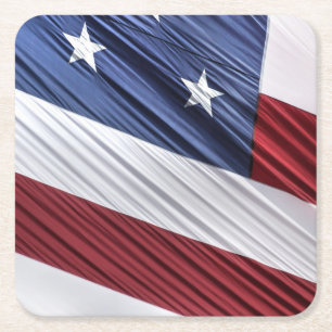 Dessous De Verre Carré Flag patriotique américain rouge, blanc et bleu