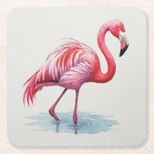 Dessous De Verre Carré Flamant rose