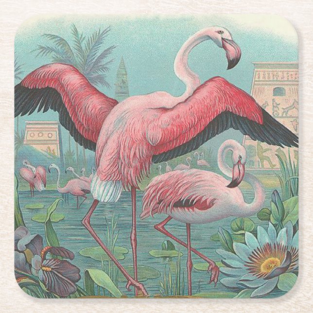 Dessous De Verre Carré Flamant rose (Devant)