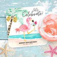 Flamant rose Beach Cocktail Palm Anniversaire trop