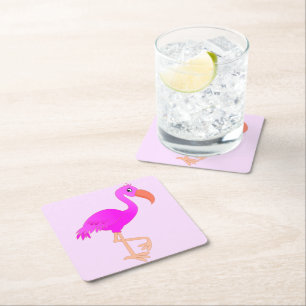 Dessous De Verre Carré Flamant rose mignon - Heureux