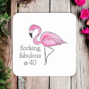 Dessous De Verre Carré Flamant rose rose flockant fabuleux à quarante