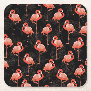 Dessous De Verre Carré Flamants roses Oiseaux : Textile Vintage